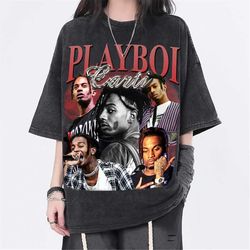 Playboi Carti Vintage Washed Shirt, Hip hop RnB Rap Unisex Homage Tee,inspired Morena Fans Gift For Women, Retro 90's T-