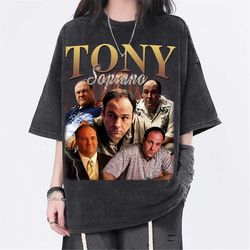 Tony Soprano Vintage Washed Shirt, Actor Homage Graphic Unisex T-Shirt, Bootleg Retro 90's Fans Tee Gift