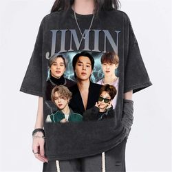 Jimin Washed Shirt, K-pop Band Homage Graphic Unisex T-Shirt, Bootleg Retro 90's Fans Tee Gift