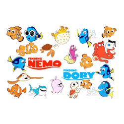 Finding Nemo Bundle Svg, Disney Svg, Dory Svg, Nemo Svg, Hank Svg, Trending Svg