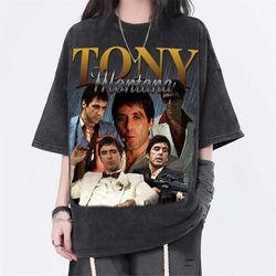 Tony Montana Vintage Washed Shirt, Actor Homage Unisex T-Shirt, Fans Gift For Women,  Retro 90's Tee For Men