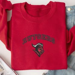 Rutgers Scarlet Knights Embroidered Crewneck, NCAA Embroidered Sweatshirt, Inspired Embroidered Sport Hoodie, Unisex