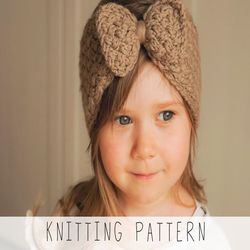 KNITTING PATTERN bow headband x Kids headband knit pattern x Knit headband PDF x Cable knitting x Easy ear warmer x Girl