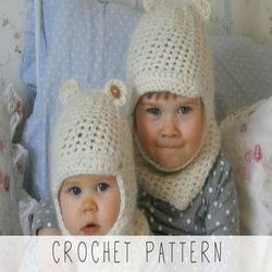Balaclava CROCHET PATTERN Kids Balaclava Crochet Pattern Baby Balaclava Kids Winter Hat Crochet Pattern Bear Hat Crochet