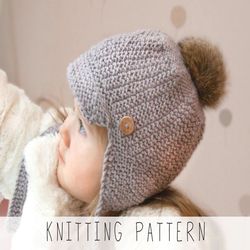 kids earflap hat knitting pattern baby winter hat earflap beanie knit pattern boys hat pattern aran hat toddler hat knit