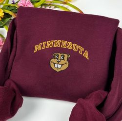 Minnesota Golden Embroidered Crewneck, NCAA Embroidered Sweatshirt, Inspired Embroidered Sport Hoodie, Unisex Shirt