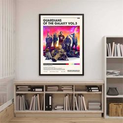 Guardians Of The Galaxy Vol 3 Poster | Baby Groot Star Lord Poster | Rocket Raccoon Drax Gamora Minimal Poster | Superhe