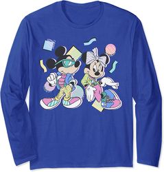 Disney Mickey And Friends Mickey & Minnie Retro 80's Style Long Sleeve