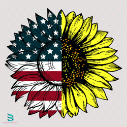 Sunflower American Flag Svg, Fourth Of July Svg, Sunflower Svg