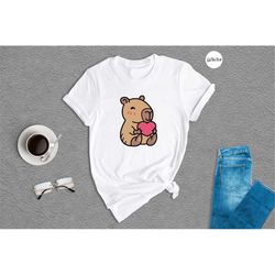 Adorable Pocket Capybara Heart Shirt, Cute Capybara Gift, Gift For Her, Animal Lover Shirt, Capybara Sweatshirt