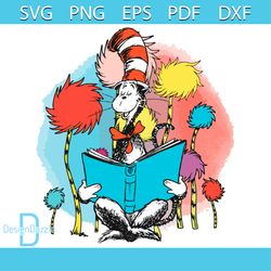 Dr Suess Watersplash Cat In The Hat PNG Sublimation Designs