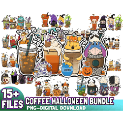 15 Files Halloween Coffee Png Bundle, Hand Drawn, Halloween Coffee Latte Png, Fall Halloween Cofffe