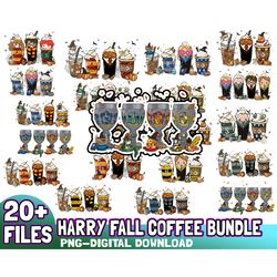 Harry Fall Coffee Bundle Png, Halloween Coffee Latte Bundle, Fall Coffee Png Bundle, Fall Coffee Latte Png,Harry Coffe P