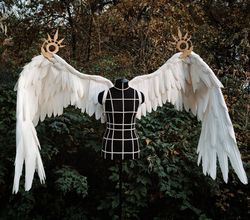 Large white Venti's (Genshin Impact) cosplay bendable wings, Heaven Angel wings Christmas Costume, bridal photo props