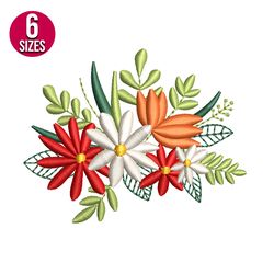 Flower Bunch embroidery design, Machine embroidery pattern, Instant Download