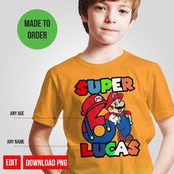 Custom Super Mario Bro Birthday Shirt PNG Digital Instant Download