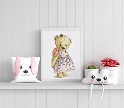teddy bear cross stitch, cuddly princess bear hand embroidery pattern, teddy bear tapestry,animal cross stitch