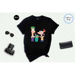 Phineas and Ferb with Perry Brushing Shirt, Perry The Platypus, Disney World Shirt, Disneyland Shirt, Disneyland Vacatio