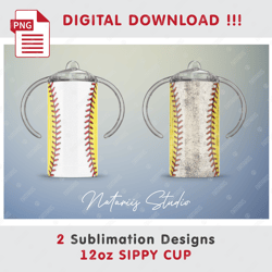 2 baseball - softball sublimation designs - seamless sublimation templates - 12 oz sippy cup - full cup wrap