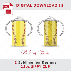 2 softball sublimation designs - seamless sublimation templates - 12 oz sippy cup - full cup wrap