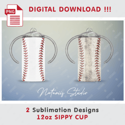 2 Baseball Sublimation Designs - Seamless Sublimation Templates - 12 oz SIPPY CUP - Full Cup Wrap