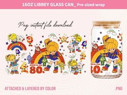 Strawberry Shortcake Can Glass 16oz, Rainbow Girl Libbey Png, Cute Design For Cup Coffe, Strawberry Design Sublimation