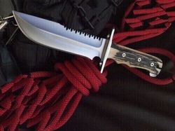 CUSTOM HANDMADE D2 TOOL STEEL HUNTING BOWIE KNIFE VIKING KNIFE STAG HANDLE
