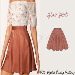 skater skirt,skirt pattern,mini skirt pattern,easy skirt,circle skirt pattern,PDF patron couture,WOMEN PATTERN,sewing