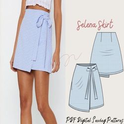 womens wrap skirt sewing pattern|7sizes 4-16 |mini skirt pattern|pdf sewing pattern|wrap skirt pattern|wrap tie front