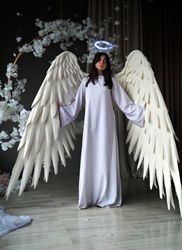 XL movable white Angel wings Christmas/Cosplay Costume/photo props/Lucifer adult Halloween outfit, moving white wings