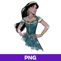 Disney Aladdin Live Action Jasmine Pose Sketch, PNG Design, PNG Instant Download Now