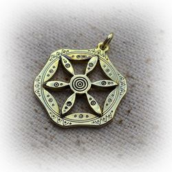 Handmade Sun symbol necklace pendant,Vintage Brass pendant,Die Struck Brass Pendant,handmade ukrainian jewelry,ukraine