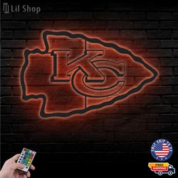 Kansas City Chiefs Led Sign, NFL Logo Metal Led Wall Sign, NFL Metal Logo, Kansas City Chiefs LED Metal Wall Art