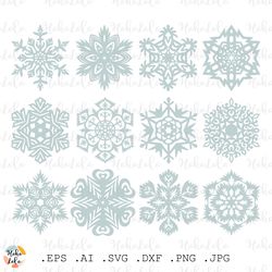 Snowflake Svg, Christmas Ornanents Templates, Snowflake Silhouette, Cricut files Svg, Clipart Png, Christmas SVG