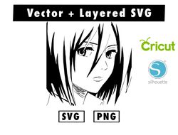 Mikasa Ackerman svg & png files for cricut machine , anime svg , manga svg , Goku svg