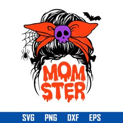 Momster Messy Bun Svg, Mom Life Svg, Life Monster Halloween Messy Bun Svg, Png Dxf Eps Digital File