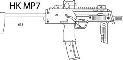 H K MP7 GUN LINE ART vector file laser engraving, cnc router, cutting, engraving, cricut, vinyl cutting file