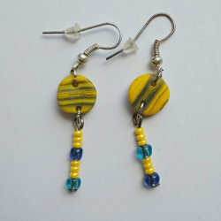 Earrings from glass beads and poly clay (Fimo)