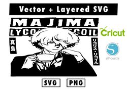 majima Lycoris Recoil svg & png files for cricut machine , anime svg , manga svg , Goku svg