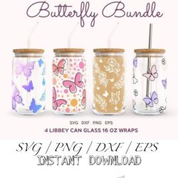 Butterfly Line Art 16oz Glass Can Cutfile, Svg Dxf Png Files Digital Download svg New