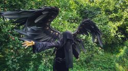 Large black double wings with eyes Angel's of Death Hellboy 2 cosplay/Halloween outfit, Witch wings costume/demon wings