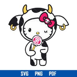 Hello Kitty Cow Svg, Kawaii Kitty Cat Svg, Sanrio Svg, Hello Kitty Cricut Svg, Cartoon Svg, Png Pdf HK19052372