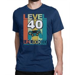 Birthday Gift Level 40 Unlocked gaming T Shirt to celebrate a 40th birthday T Shirt turning forty I deal Gift, Mum, Brot