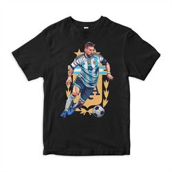Lionel Messi Argentina Art T-Shirt /  Men's Women's Football Tee / 100 Cotton (FOT-50099)