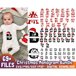 Christmas Monogram Svg Bundle, Santa Alphabet Svg, Christmas Font Svg