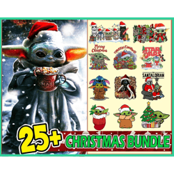 25 Files Baby Yoda Christmas Png Bundle