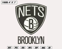 Brooklyn Nets Embroidery Designs, NBA Logo Embroidery Files, Atlantic, Machine Embroidery Design File, Instant Download