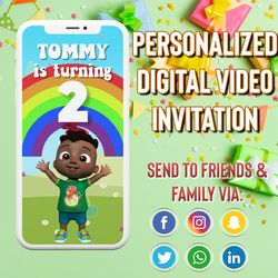 Coco Melon Cody Birthday Video Invitation, Melon Invite, Melon Animated Birthday Invitation, Video Invite, Girl and Boy