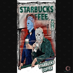 Michael Myers Jason Voorhees Starbucks Png, Coffee Halloween Png, Starbucks Coffee Png