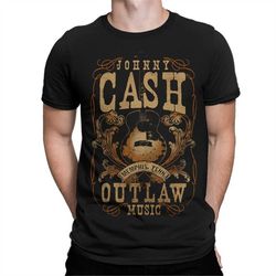 Johnny Cash Outlaw Music T-Shirt / Men's Women's Sizes / Cotton Tee (wra-052)